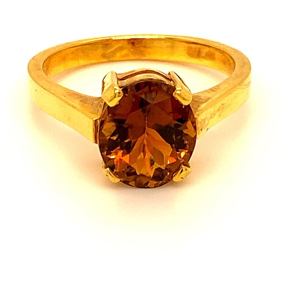 Orange Tourmaline 3.22ct Solid 18K Yellow GoldRing - Picture 1 of 8